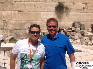 Eli Shukron and Frank Turek outside the Western Wall at the Temple Mount, about 1,000 feet north of the City of David site. 