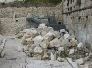 Remains from the Temple platform, destroyed in A.D. 70 by the Romans